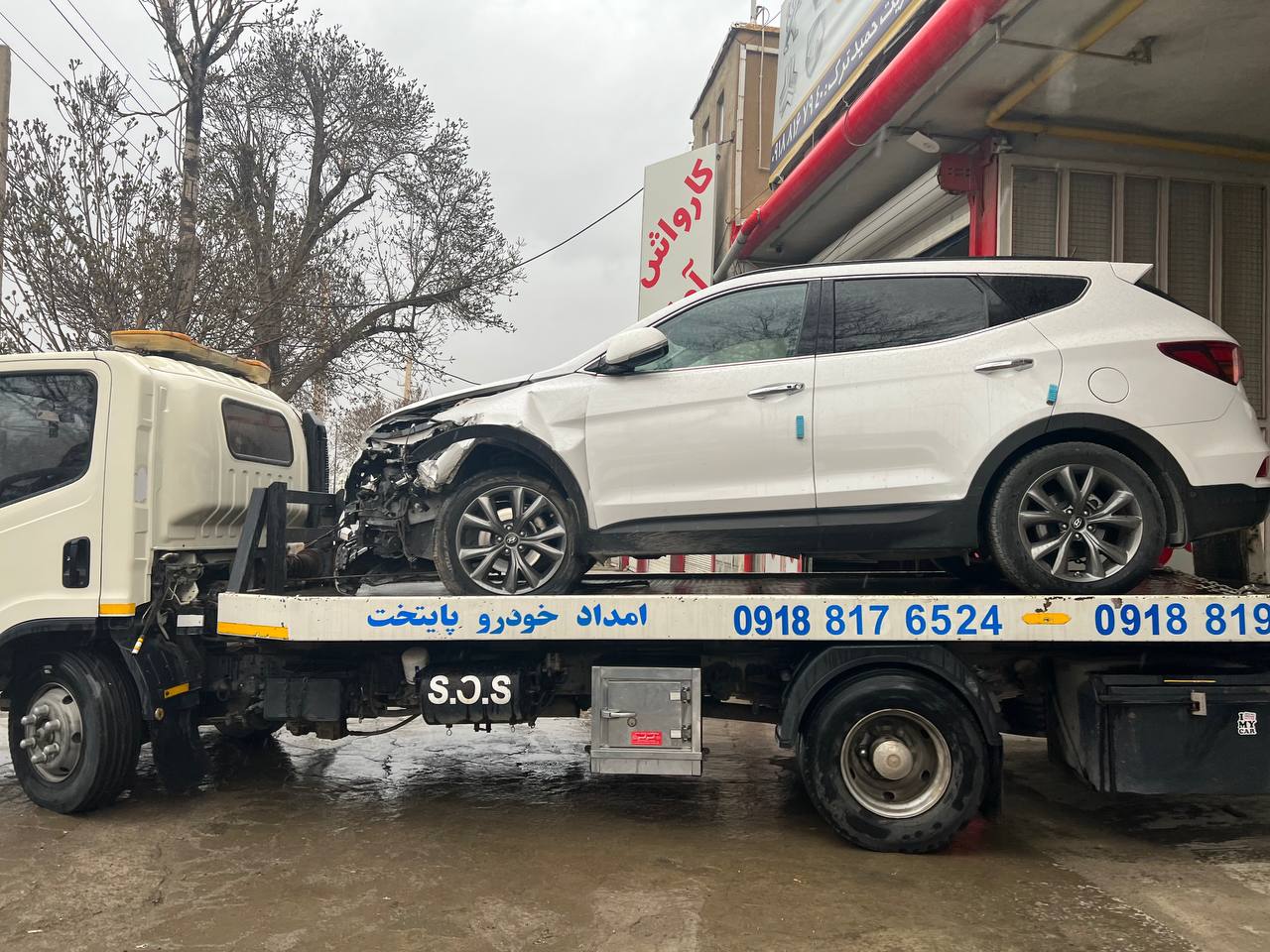 شرایط ایمنی کار یدک کش‌ها در شب کفی خودرو بر همدان